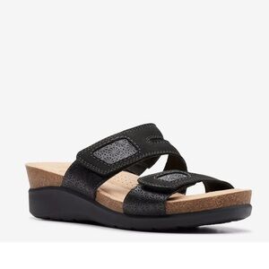 Clark’s Calenne maye wedge sandal black shoe size 6
